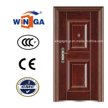 Madera de color de acero de hierro Puerta de seguridad con cerradura Wanjia (WS-103)